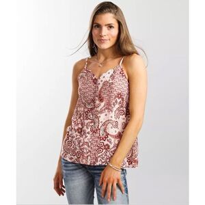 Daytrip by Buckle Women Size XL Metallic Pink Multi Scalloped Hem Sleeveless Top